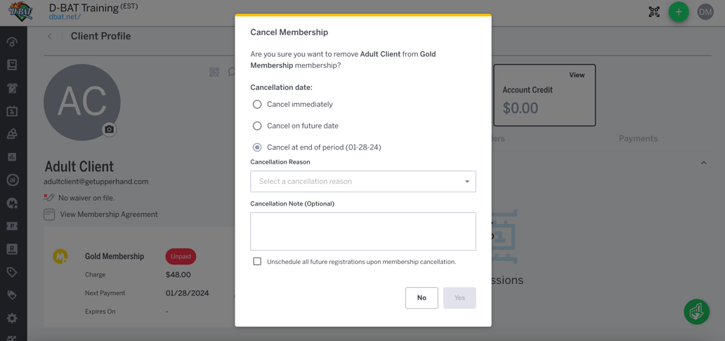 Canceling A Client S Membership Canceling A Client S Membership