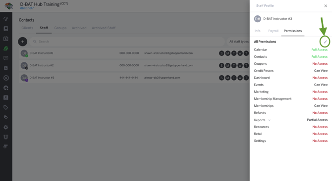D-BAT Permissions Tab