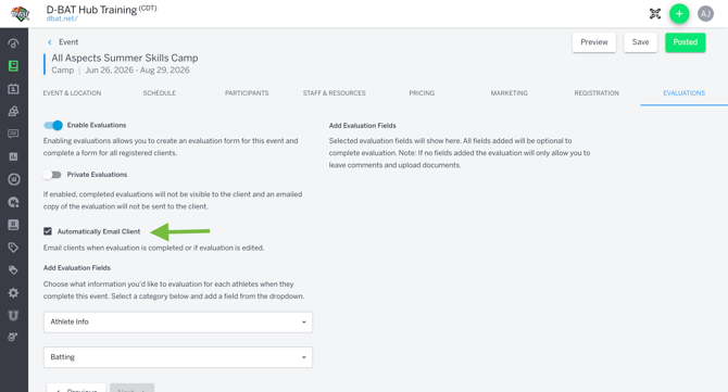 dbat auto email eval enabled