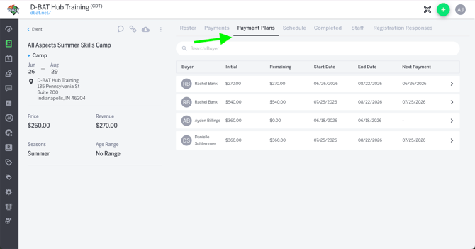 dbat_Payment plans tab